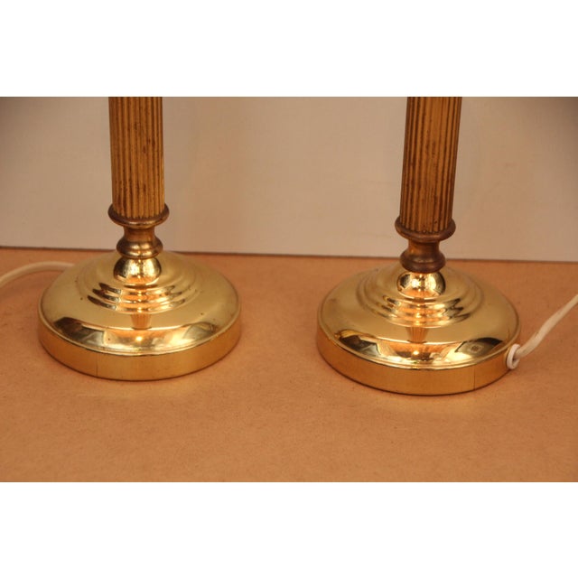 Minimalist Gilt Table Lamps, 1970s, Set of 2 For Sale - Image 6 of 16