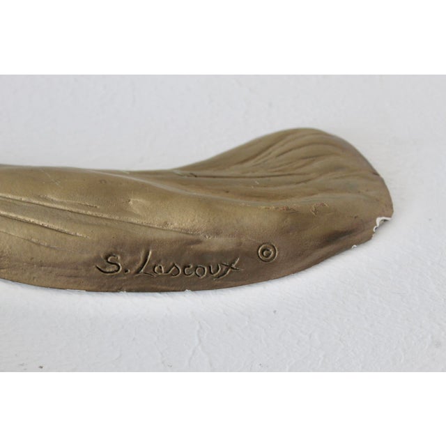 Plastic S. Lascoux Brass Finish Large Fish Wall Sculpture Mid-Century Vintage For Sale - Image 7 of 15