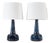 Mid-Century Danish Blue Glazed Table Lamps by Einar Johansen for Søholm, 1960s, Set of 2 For Sale