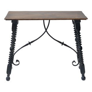 19th Century Spanish Walnut Iron Console Table For Sale