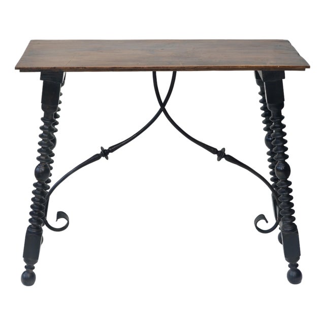 19th Century Spanish Walnut Iron Console Table For Sale