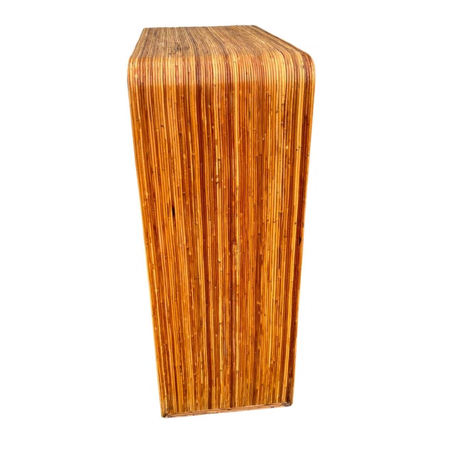 Mid 20th Century Pencil Reed Rattan Crespi Style High Chest Dresser For Sale - Image 9 of 18