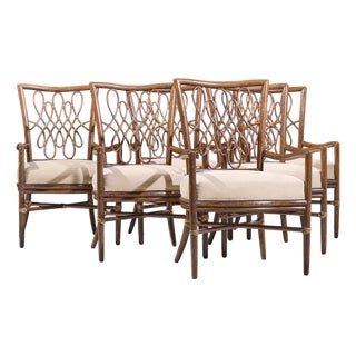 Barbara Barry for Baker Script Rattan Dining Chairs - Set of 6 For Sale