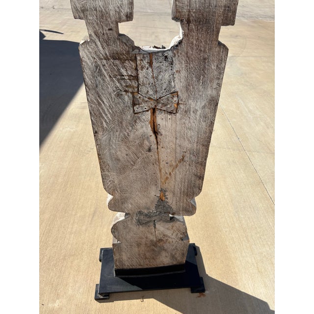 Gray Modern Gray Tall Carved Tribal Style Totem Sculpture For Sale - Image 8 of 11