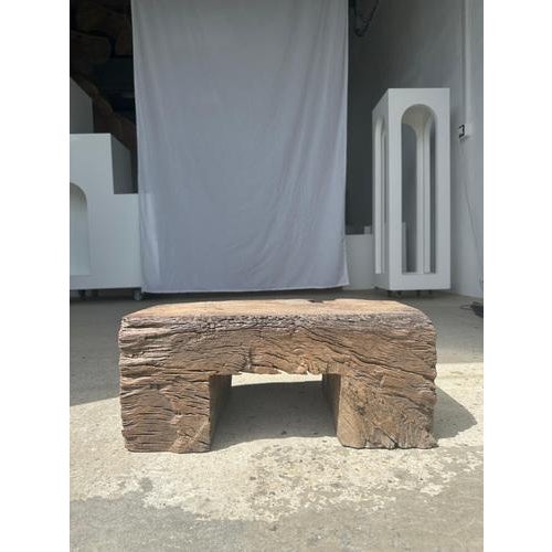 Small Stool in Organic Teak For Sale - Image 5 of 18