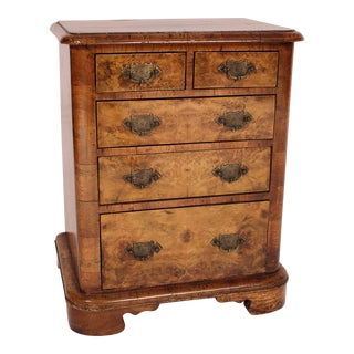 Diminutive Edwardian Thuya and Burl Walnut Chest of Drawers For Sale