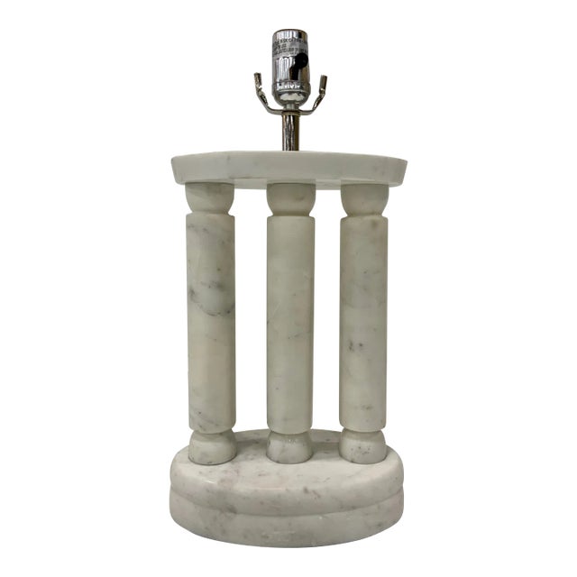 Classical Style Carrara Marble Columns Table Lamp For Sale