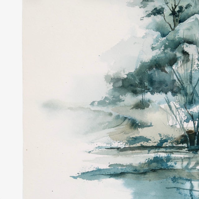 Late 20th Century Original Landscape Watercolor by Tulsa Artist Ellen Shannon – Tree, House & Reflection Scene For Sale - Image 15 of 15