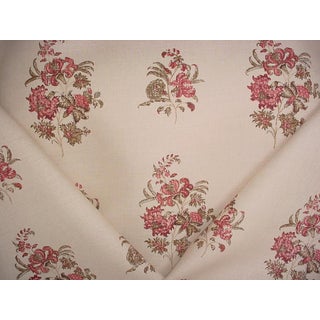 Lee Jofa 2010121 India Red Linen Printed Indienne Floral Upholstery Fabric- 16 yards For Sale