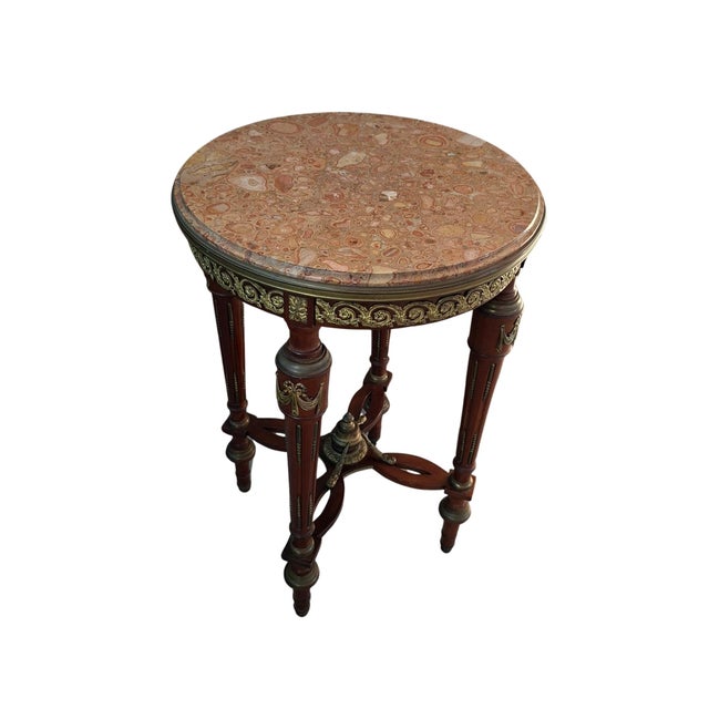 Neoclassical Guéridon in Mahogany and Red Marble, 1890 For Sale - Image 6 of 18