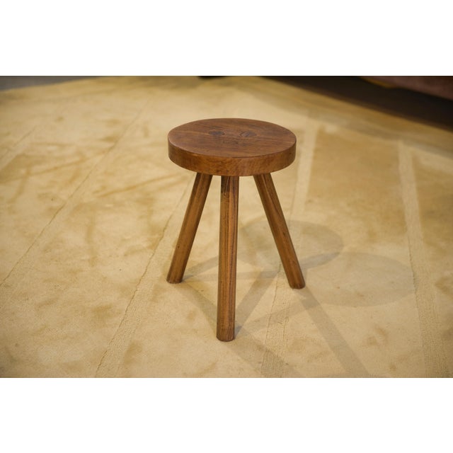 Vintage Brutalist Elm Stool, 1950s For Sale - Image 6 of 7