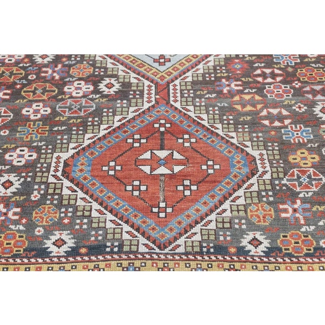 Brown Antique Shirvan Rug 3'9'' x 4'11'' For Sale - Image 8 of 11