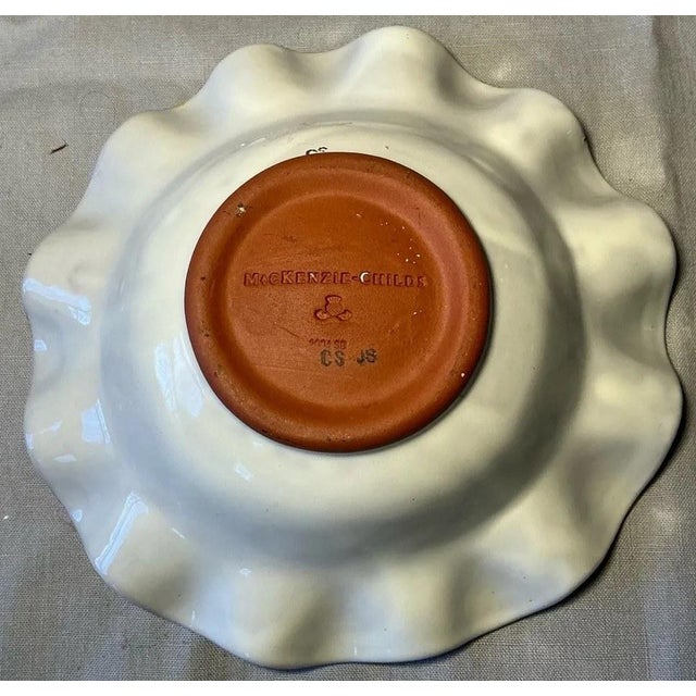 Folk Art Late 20th Century MacKenzie-Childs Aalsmeer Ruffled Majolica Bowl, 8" For Sale - Image 3 of 4