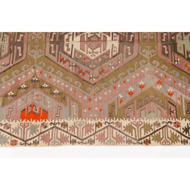 Textile 1950s Decorative Earthy Tone Floor Art Kilim For Sale - Image 7 of 10