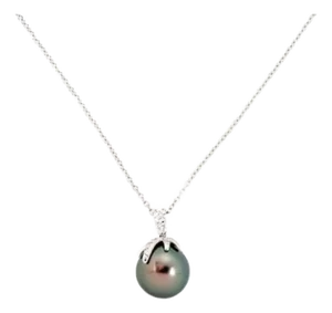 Tiffany & Co. Fireworks Diamond & Gray Pearl Platinum Pendant Necklace