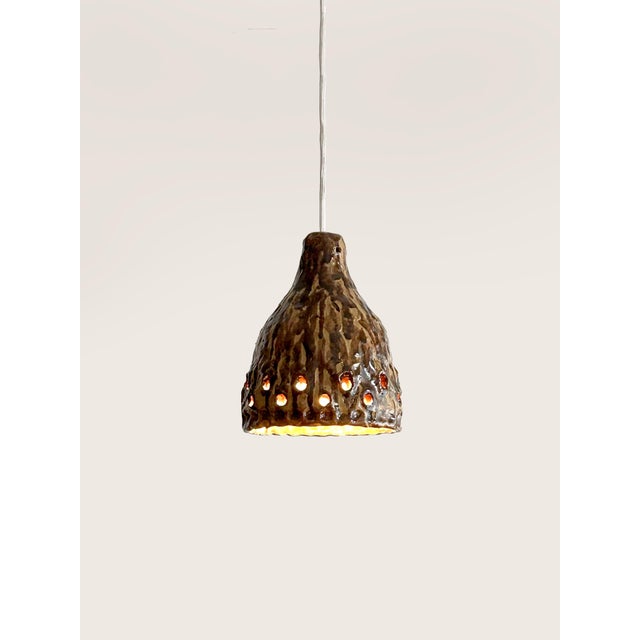 Brutalist Artisanal Danish Ceramic Pendant Lamp, 1960s For Sale - Image 9 of 9