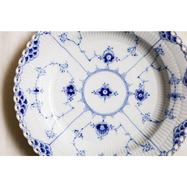 1920s Royal Copenhagen Blue Fluted Full Lace Dinner Plate No 1084 For Sale - Image 9 of 13