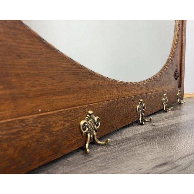 Vintage French Style Carved Oak Wall Mirror For Sale - Image 4 of 10