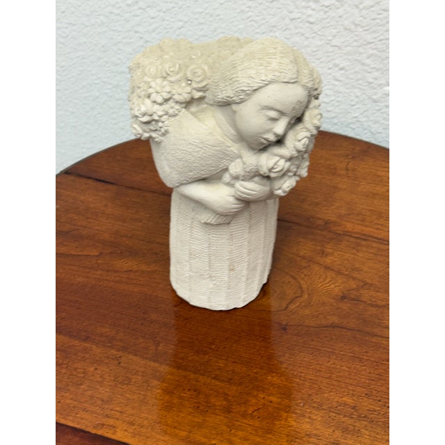 Folk Art Flower Bearer Figural Sculpture, Vintage For Sale - Image 3 of 12