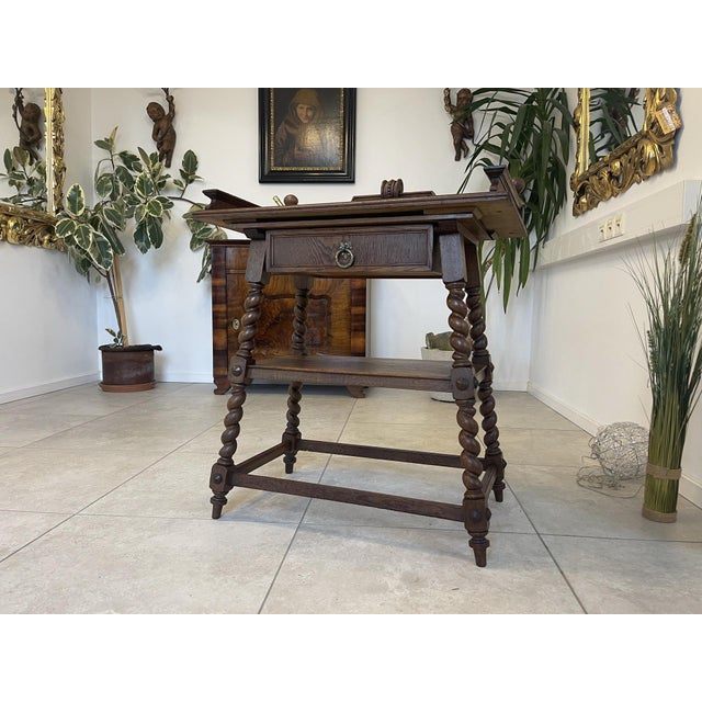 Original side table from the Gründerzeit with removable serving plateDimensions: height x width x depth108 x 78 x 48 This...