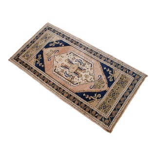 1970s Vintage Turkish Rug Hand Made Small Rug Doormat -1′9″ × 3′4″ For Sale