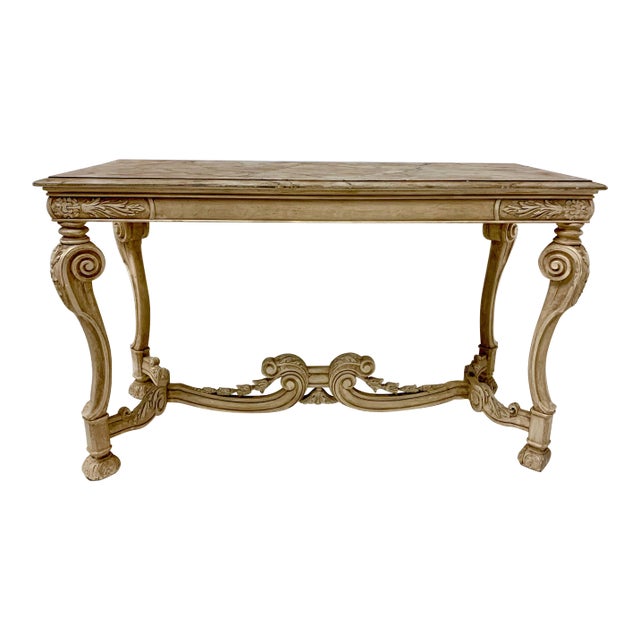 Faux Marble and Carved Italian Console Table Chairish