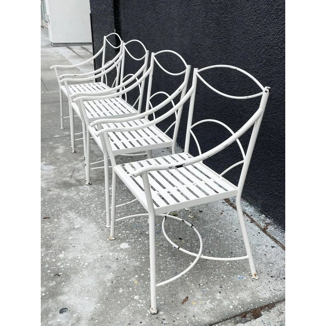 Set of 4 Regency Style Wrought Iron Armchairs For Sale - Image 4 of 13