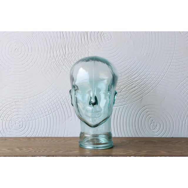 Mid-Century Modern 1970's Transparent Decortative Glass Mannequin Head For Sale - Image 3 of 4
