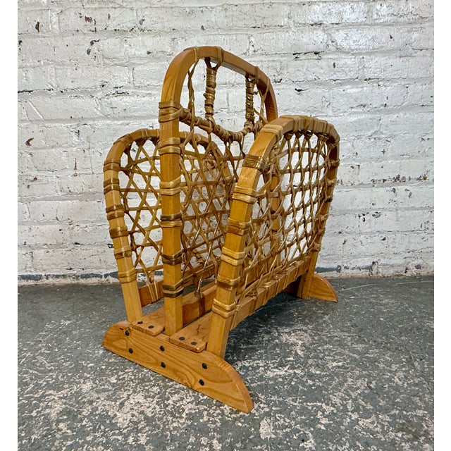 Rustic Mid 20th Century Snowshoe Magazine Rack For Sale - Image 3 of 9