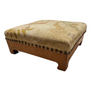 * Part of a 4-Piece Suite! Early 19th Century Classic Charles X Needlepoint Foot Stool For Sale