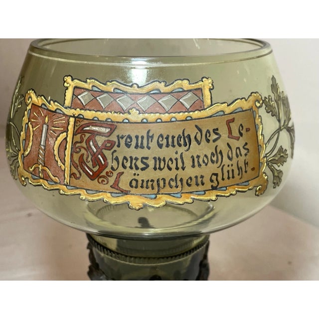Metal 1920s Large Friedr. Van Hauten Enameled Hand Blown Glass Pewter Drinking Vessel Roemer For Sale - Image 7 of 13
