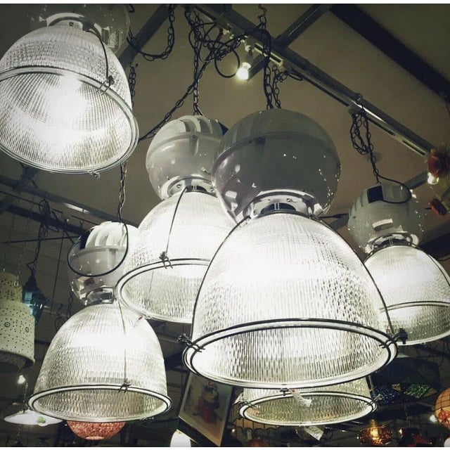 Vintage Industrial Glass & Metal Loft Lamp from Holophane, 1980s For Sale - Image 9 of 10