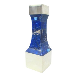 1990s Lapis Lazuli and Silver Candlestick For Sale