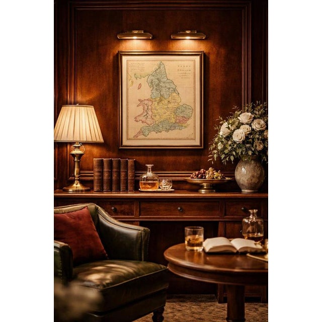 This finely engraved and delicately hand-colored map depicts Saxon England during the early medieval period, illustrating...