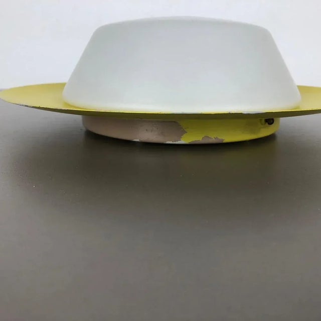 Large Yellow Wall Light in Metal & Opaline Glass in the style of Stilnovo, Italy, 1960s For Sale - Image 11 of 18