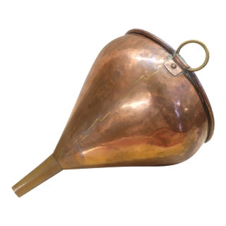 Handmade Antique Copper Funnel With Brass Ring For Sale