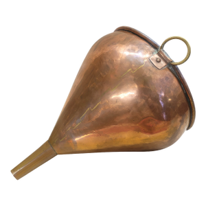 Handmade Antique Copper Funnel With Brass Ring