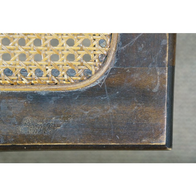 Antique Walnut Caned Piano Vanity Bench Seat Stool Foot Rest 18" For Sale - Image 11 of 16