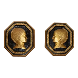 Pair of Giltwood Female Portraits by Carlos Villegas