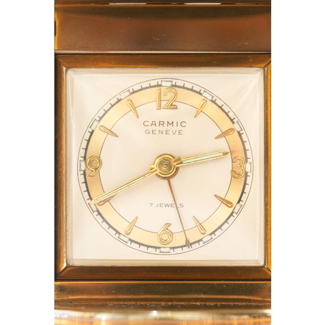 Swiss Watch Table Clock Carmic Geneve 7 Jewels, 1950s For Sale - Image 13 of 16