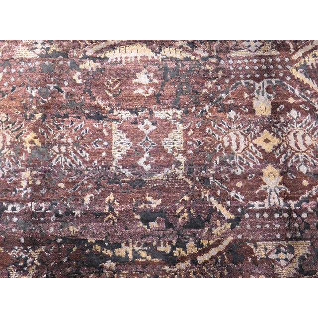 Hand Knotted Bamboo Silk and Wool Rug in High and Low Texture. 7'10"x 9'9" For Sale - Image 9 of 18