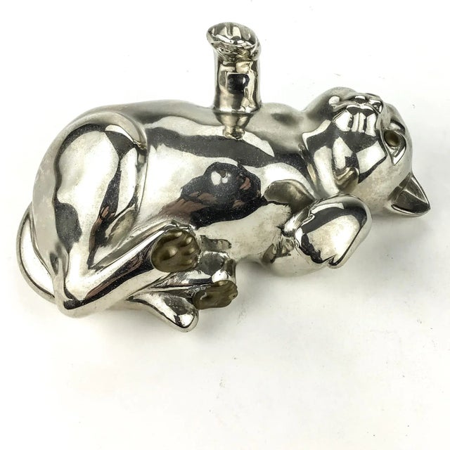 Vintage Pewter Playful Cat Kitty Paper Weight For Sale - Image 10 of 10