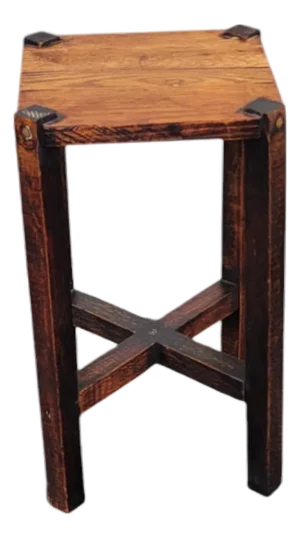 Early 20th C Arts & Crafts Mission Tiger Oak Side Table – Square Top