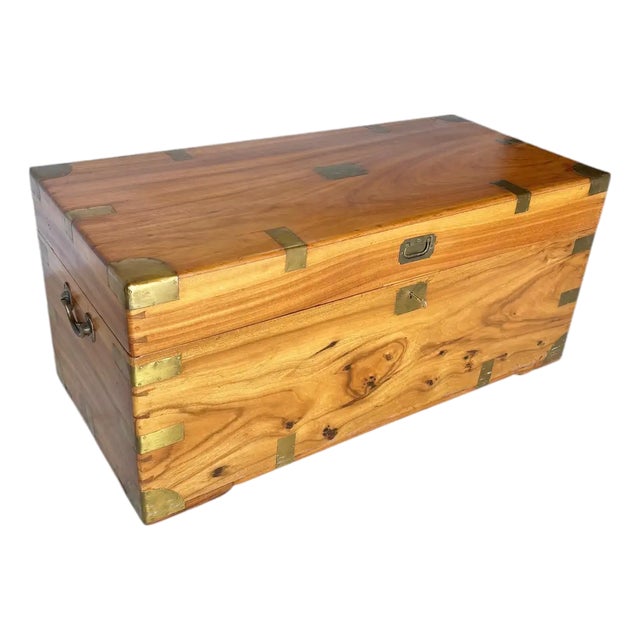 19th Century English Camphor Wood Campaign Chest For Sale