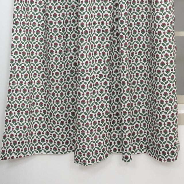 Shehnaz Handcrafted Block Print Curtain in Viscose Coloured Linen Elegant Design Size-54"Wx57"L For Sale - Image 4 of 6