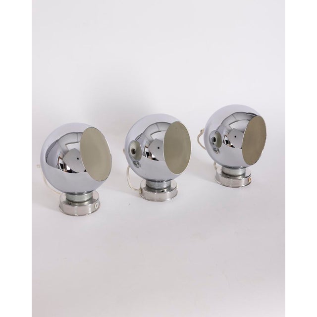 Silver Vintage Eyeball Wall Lamps by Goffredo Reggiani from Reggiani, 1970s, Set of 3 For Sale - Image 8 of 8