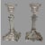 Pair of Vintage Pressed Glass Floral & Lion Decorated Glass 8" Candlesticks In very good original condition showing some...