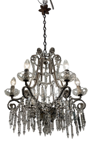 Crystal Beaded Chandelier, 1940s