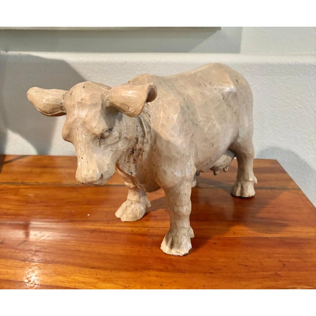 Tan Wonderful Vintage Cow Sculpture Standing 9” High X 15” Long For Sale - Image 8 of 8