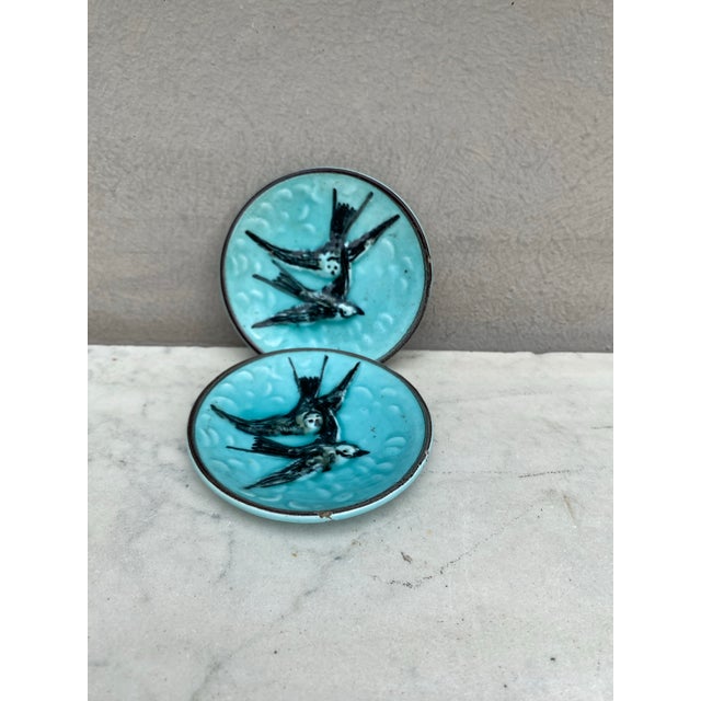 German Majolica Swallow Butter Pat, circa 1900.